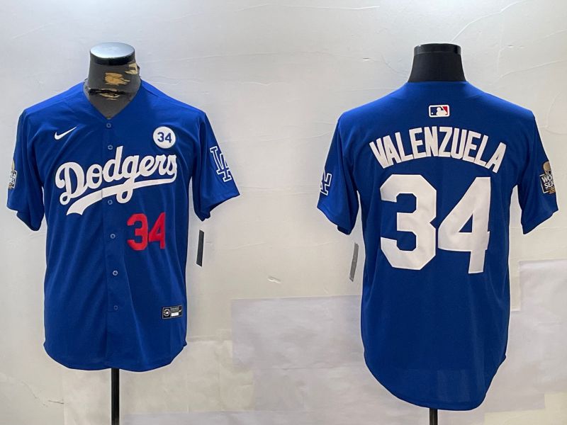 Men Los Angeles Dodgers #34 Valenzuela Blue Game 2024 Nike MLB Jersey style 11212->los angeles dodgers->MLB Jersey
